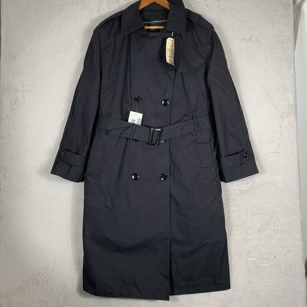 American Apparel Coat Womens 18R Black All Weather Trench Belted Lined Army